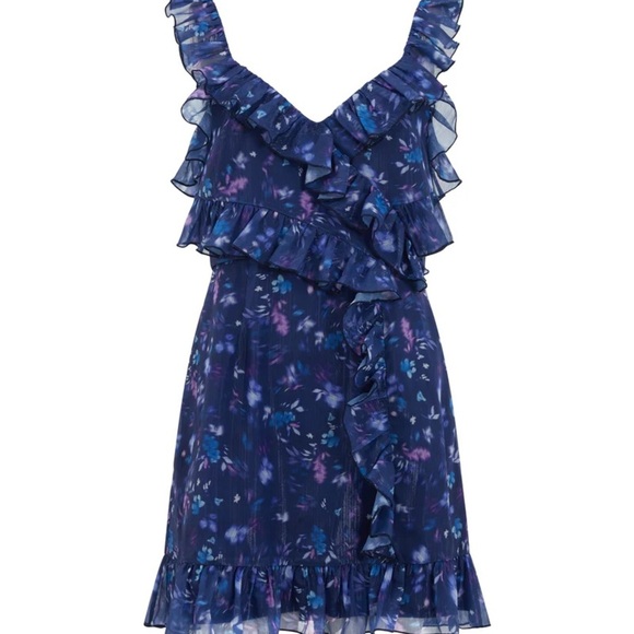 French Connection Aden Bai Frill Mini Dress Size 12 - Picture 2 of 12